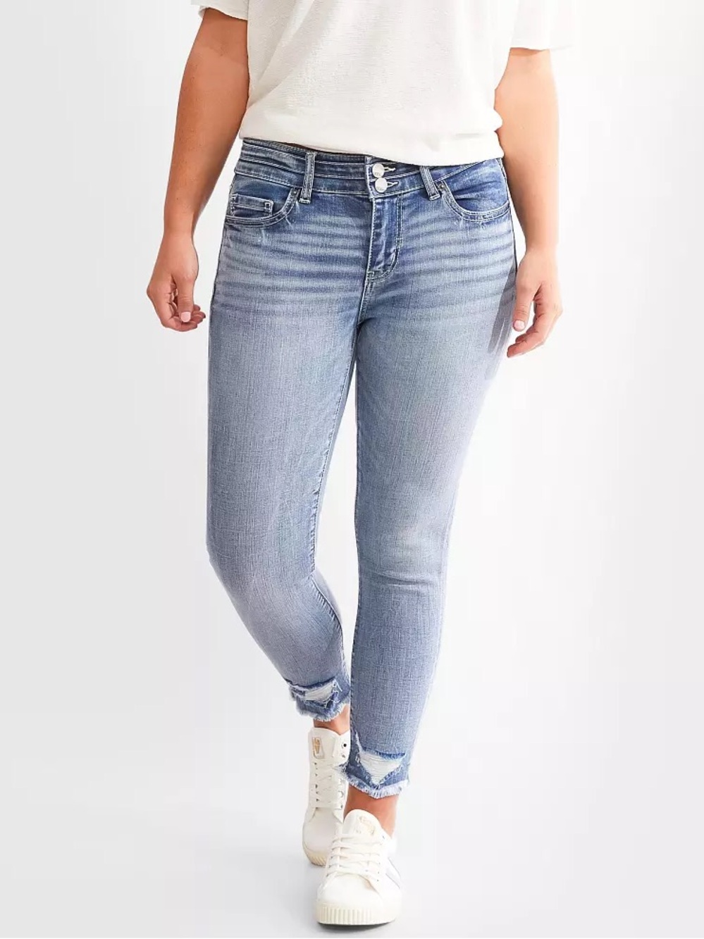 BKE Payton Mid Rise Ankle Skinny Jeans Size 27 x 25 Distressed Hem